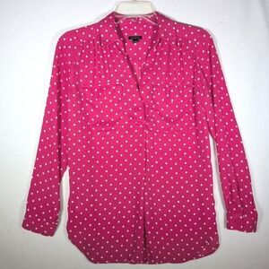 Ann Taylor Hot Pink Polka Dot Blouse SP